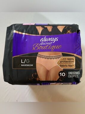 Always Discreet Boutique L/G Maximum Beige Underwear - 1x Pack of 10